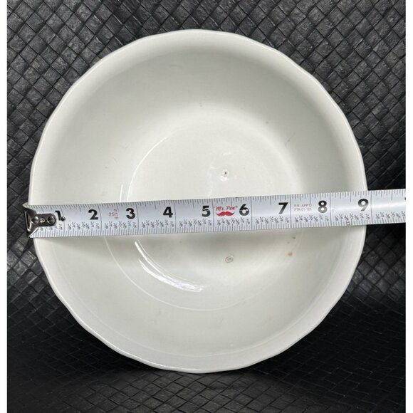 White Ironstone Bowl Late 1800s Victorian Era Fluted Edge Knowles Taylor 9 Inch - Picture 7 of 10